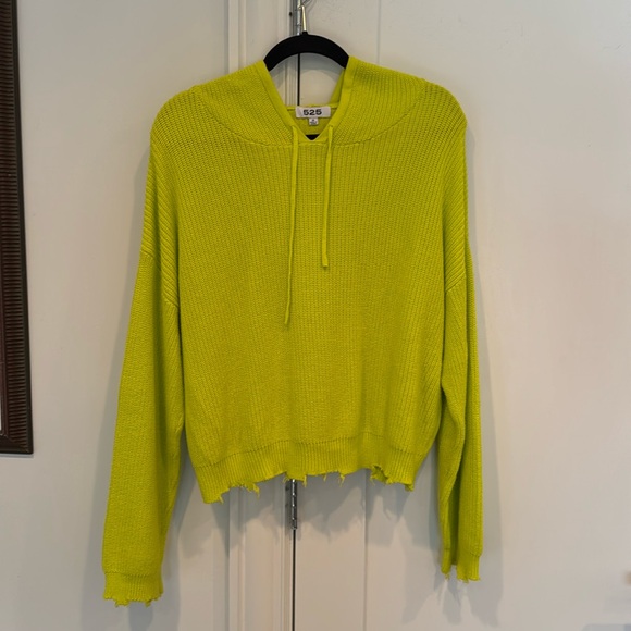 525 America Ribbed Drawstring Long Sleeve Shaker Hoodie, Citron, Size M - Picture 2 of 8